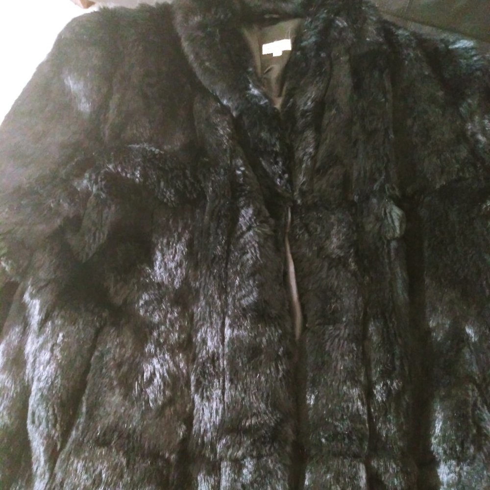 Women's Black Rabbit Maxi Coat